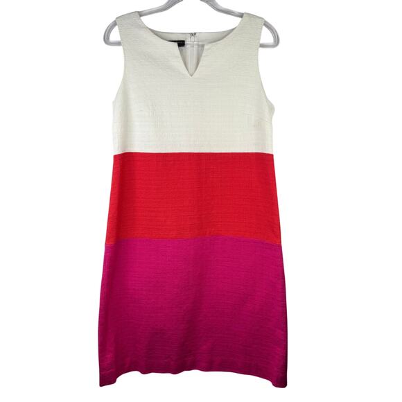 TALBOTS PETITE Womens Textured Colorblock Sleeveless Sheath Midi Dress Size 6P - Picture 1 of 12